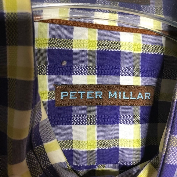 Peter Millar Plaid Button Up Men’s Long Sleeve 100% Cotton Shirt SZ M. - Picture 3 of 12